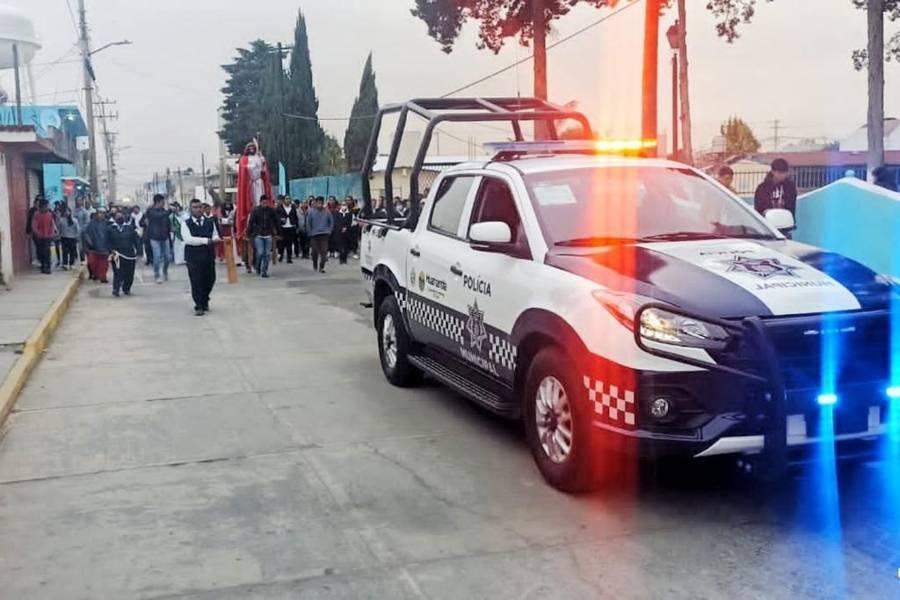 Resguarda policía de Huamantla actos religiosos en la cabecera y las 39 comunidades