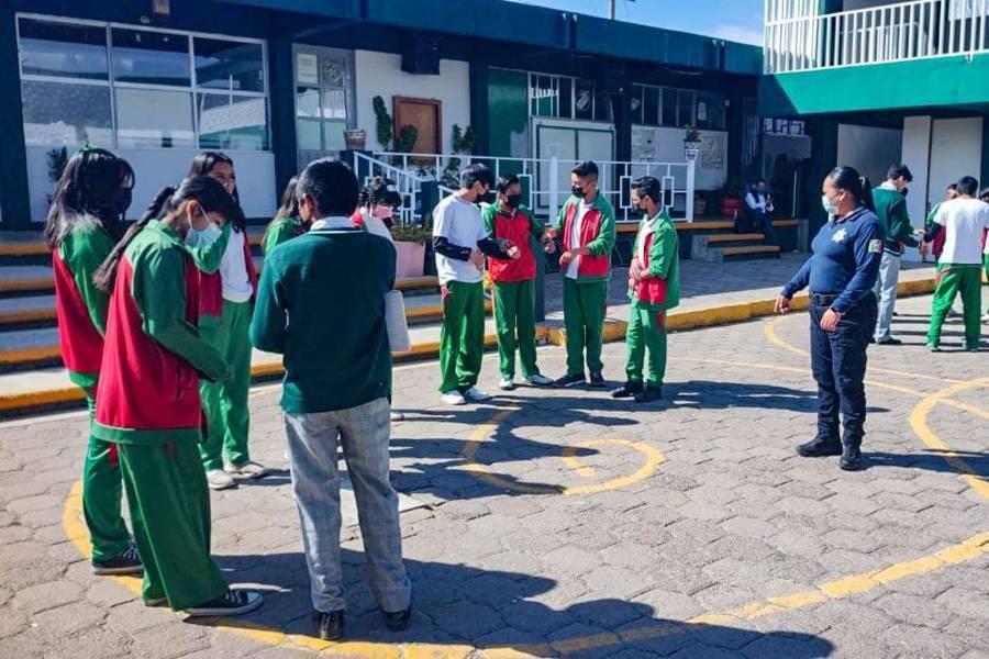 Impulsan policías de Huamantla estrategias de seguridad para alcanzar escuelas libres de violencia