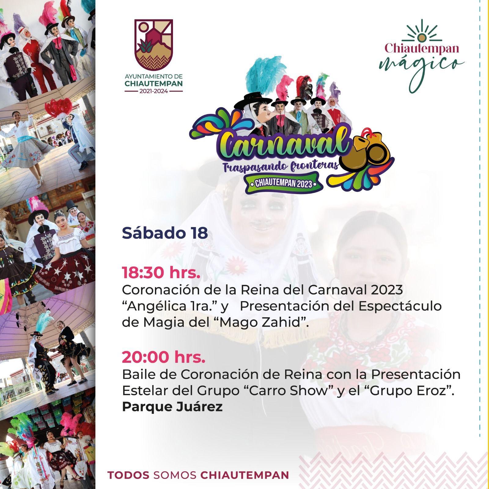 Hoy 18 de febrero, gran coronación de la reina del Carnaval Chiautempan 2023