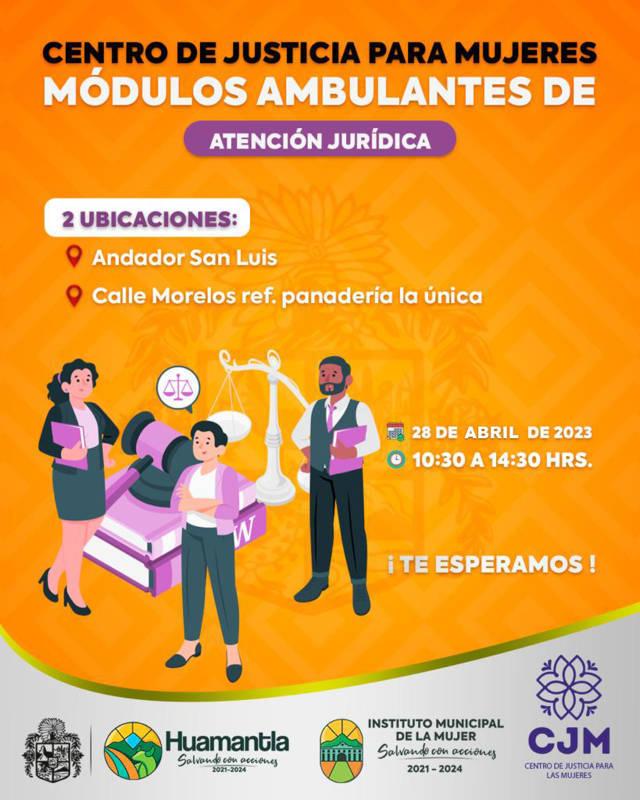Invita Ayuntamiento de Huamantla a los módulos ambulantes de atención jurídica para mujeres