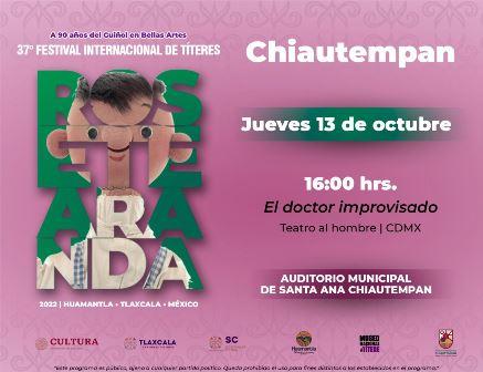 Llega a Chiautempan función de títeres del FIT este jueves 13 de octubre