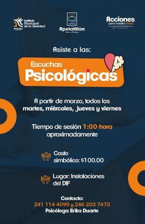 Pone en marcha Ayuntamiento de Apetatitlán programa Escuchas Psicológicas