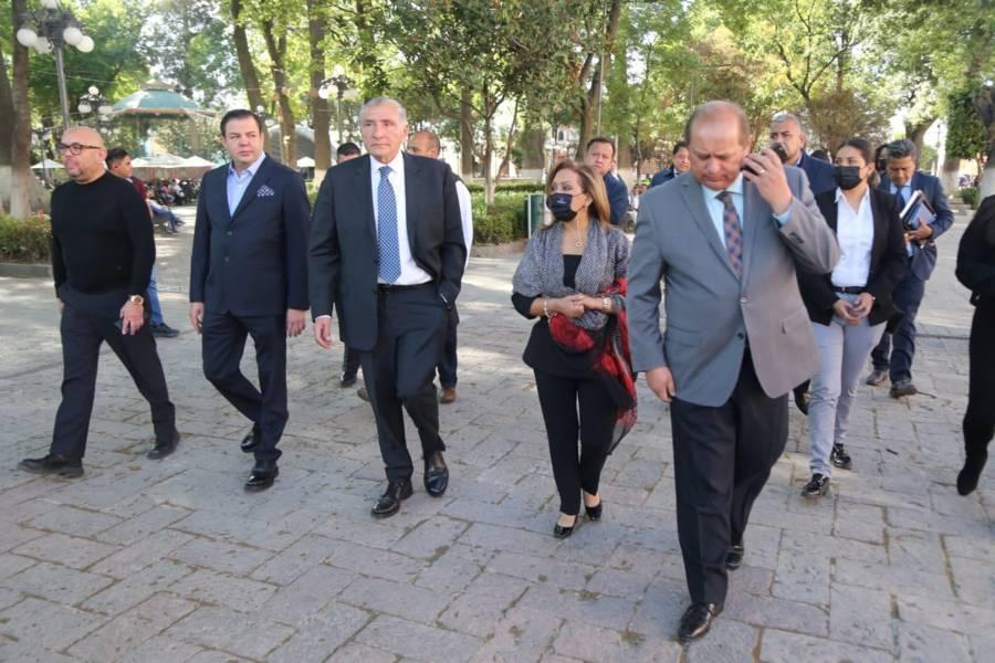 Aspectos de la visitan del Secretario de Gobernación a Tlaxcala 