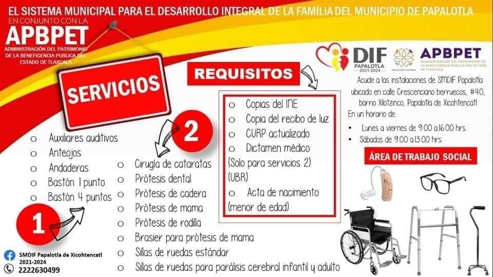 Abren convocatoria para la gestión de aparatos funcionales en Papalotla 