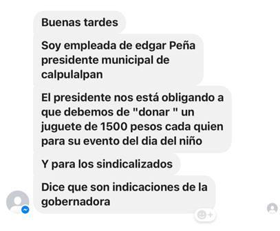 Alcalde de Calpulalpan obliga a sus trabajadores a donar juguetes caros