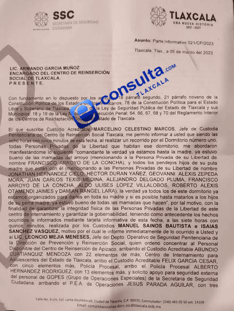 Ante amenaza de presos, son resguardados 9 internos del Cereso de Tlaxcala