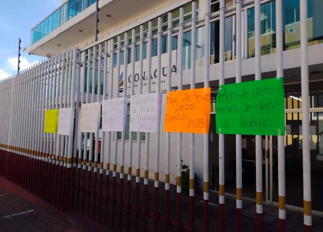 Otra vez se manifiestan trabajadores de la CONAGUA en Tlaxcala