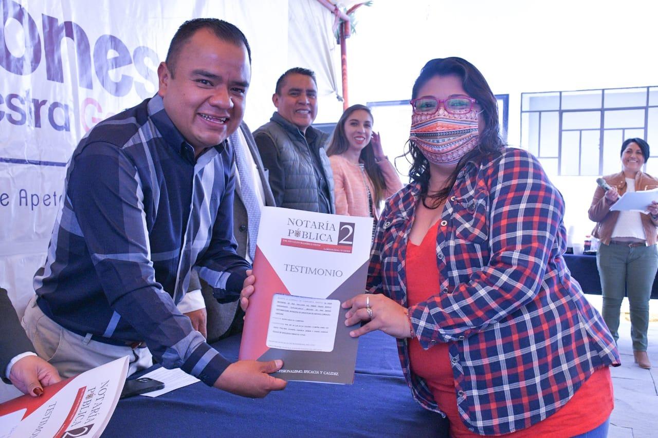 Programa de escrituras a bajo costo rinde frutos en Apetatitlán 