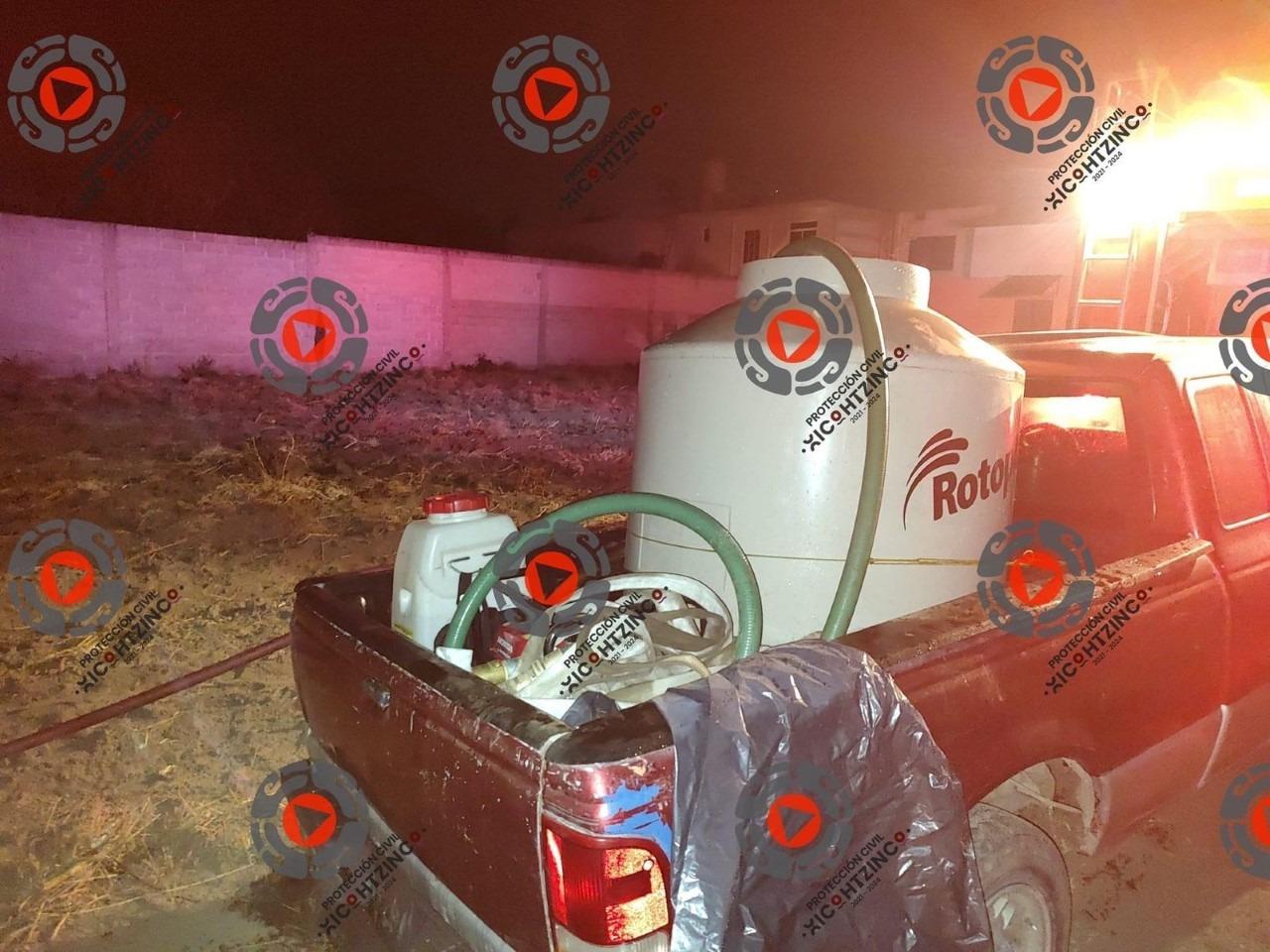 Atiende incendio PC Xicohtzinco, incidente no pasó a mayores.