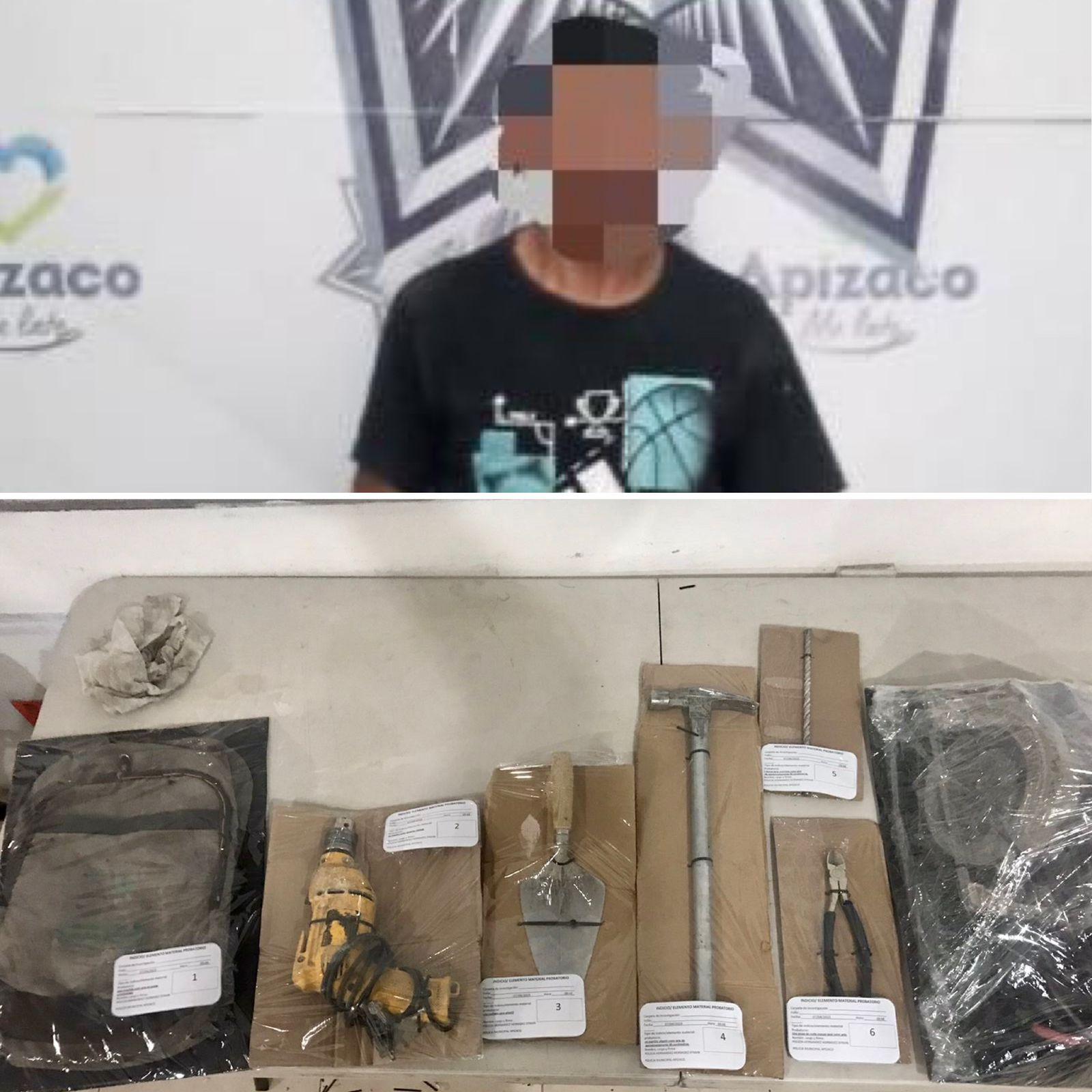 Asegura Policía Municipal de Apizaco a un sujeto por robo 