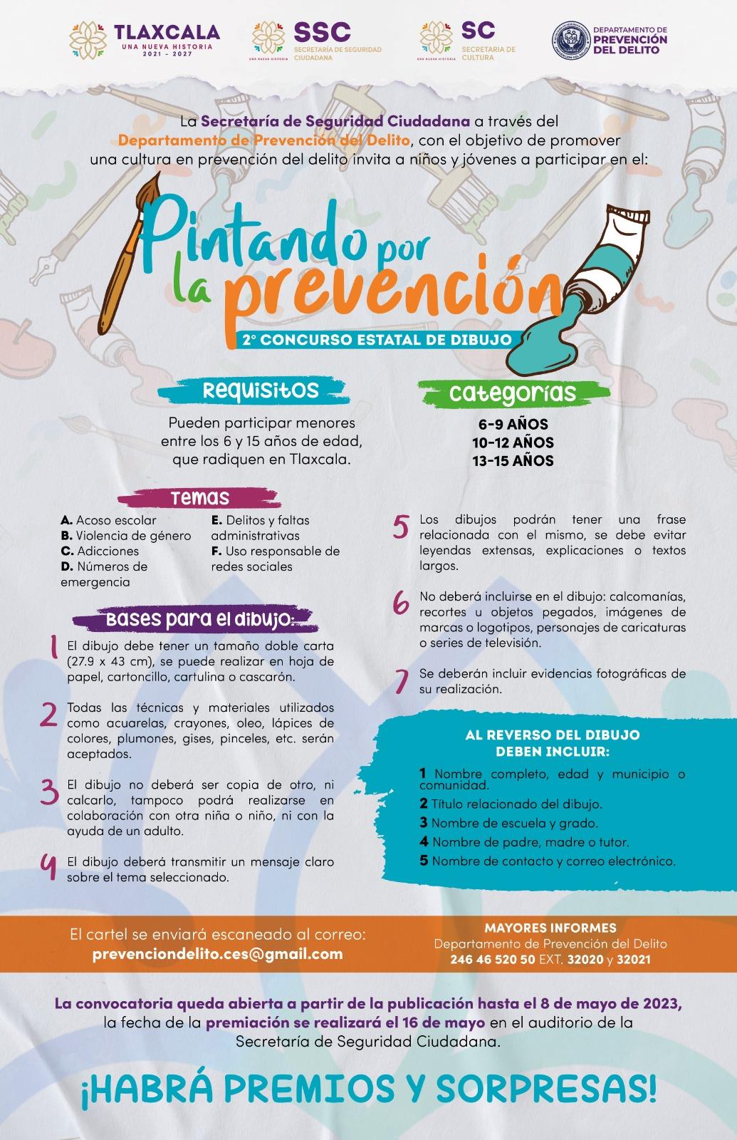 Convoca SSC a concurso de pintura; buscan fortalecer la prevención de la violencia