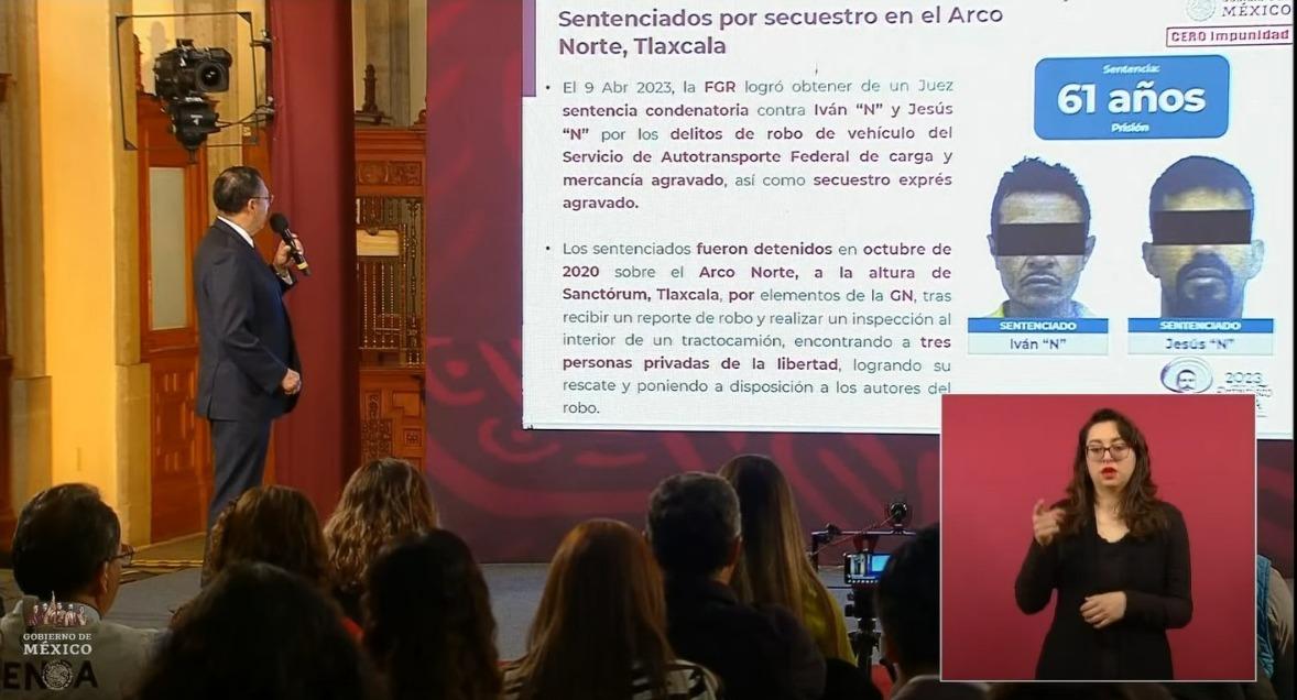 Condenan a 61 años de prisión a dos personas por secuestro en el Arco Norte