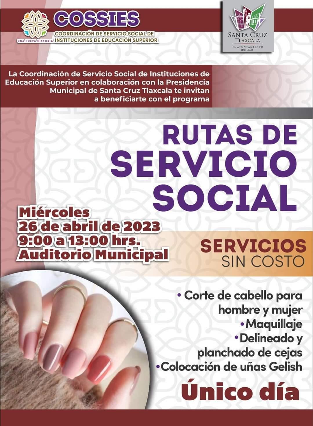 Cossies y presidencia municipal de Santa Cruz Tlaxcala, brindarán servicios gratuitos