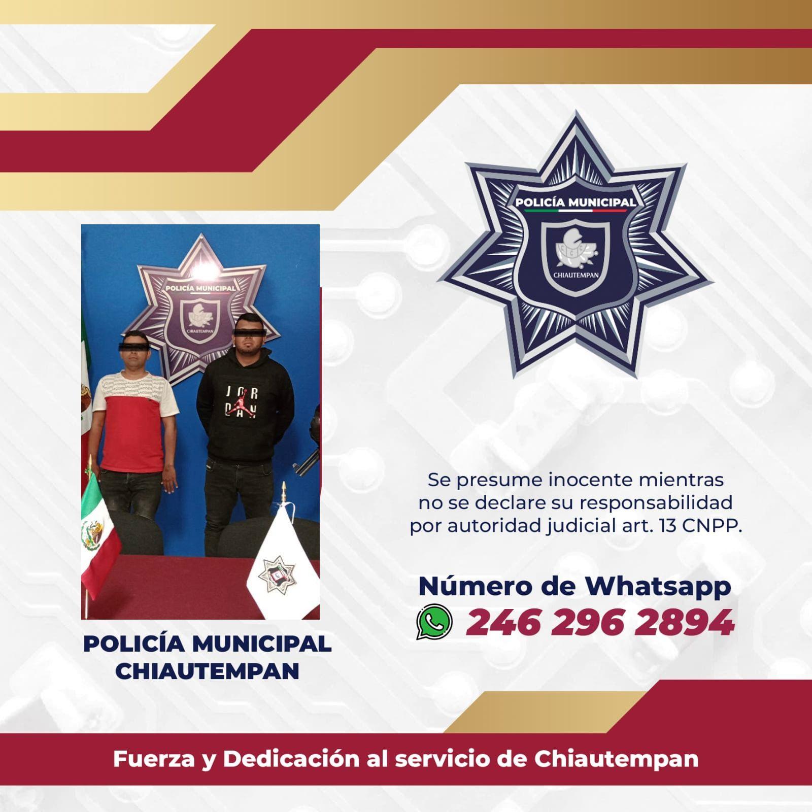 Detienen en Chiautempan a dos colombianos; fueron enviados a Migración 