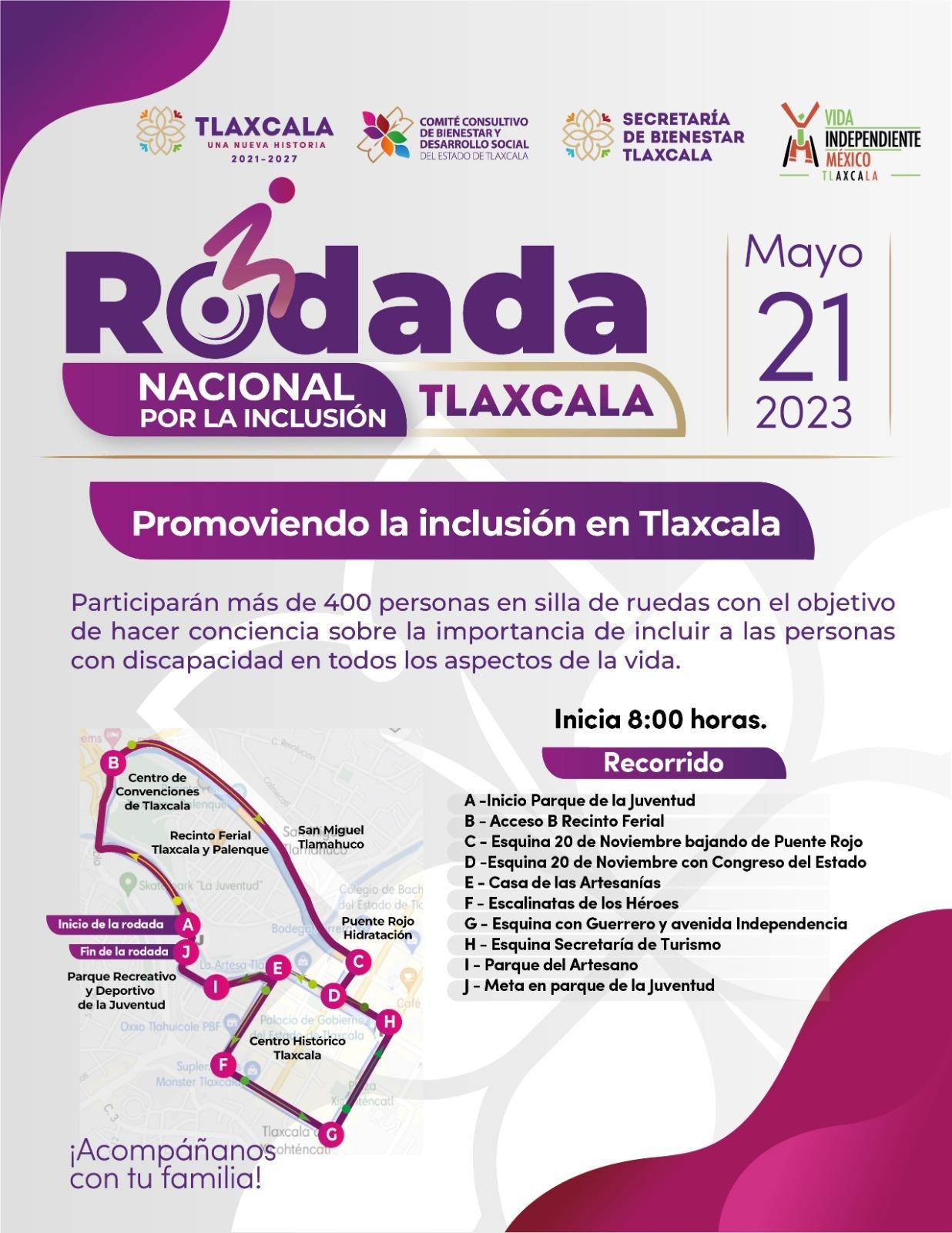 Invita comité consultivo y secretaría de bienestar de Tlaxcala a rodada nacional por la inclusión