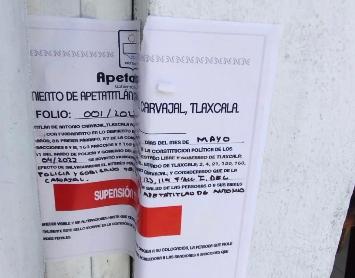 Inicia suspensión de comercios que no han renovado licencia de funcionamiento en Apetatitlán 