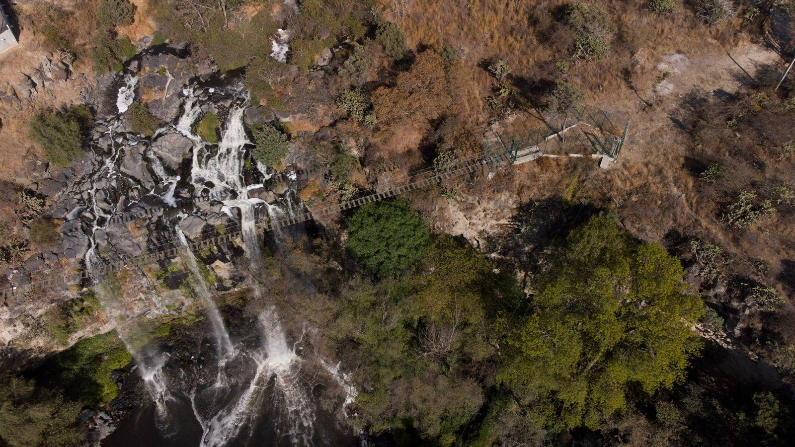Vista aérea de la cascada de Atlihuetzía