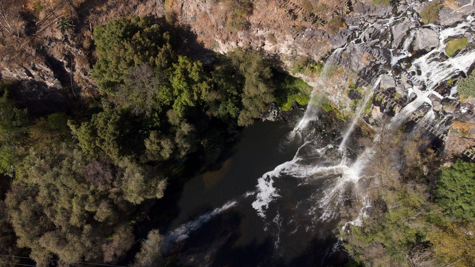 Vista aérea de la cascada de Atlihuetzía