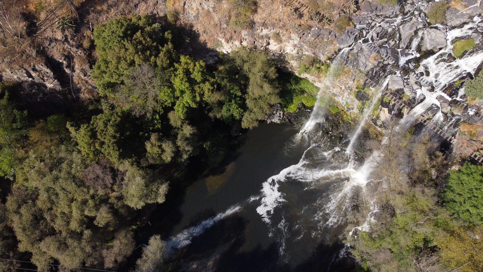 Vista aérea de la cascada de Atlihuetzía