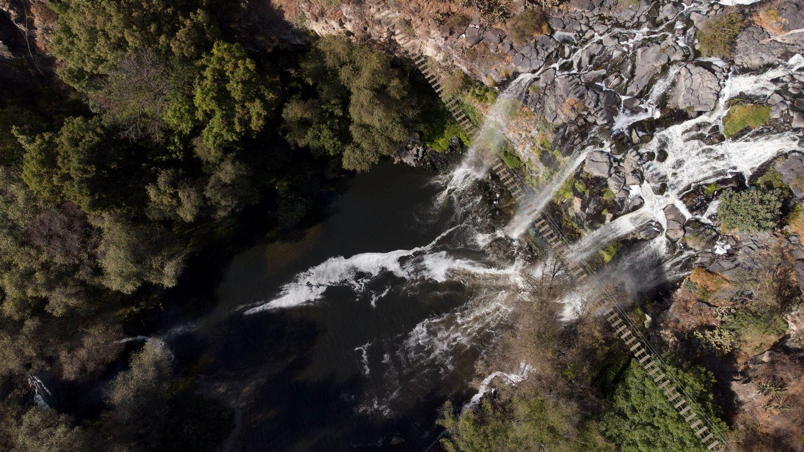 Vista aérea de la cascada de Atlihuetzía