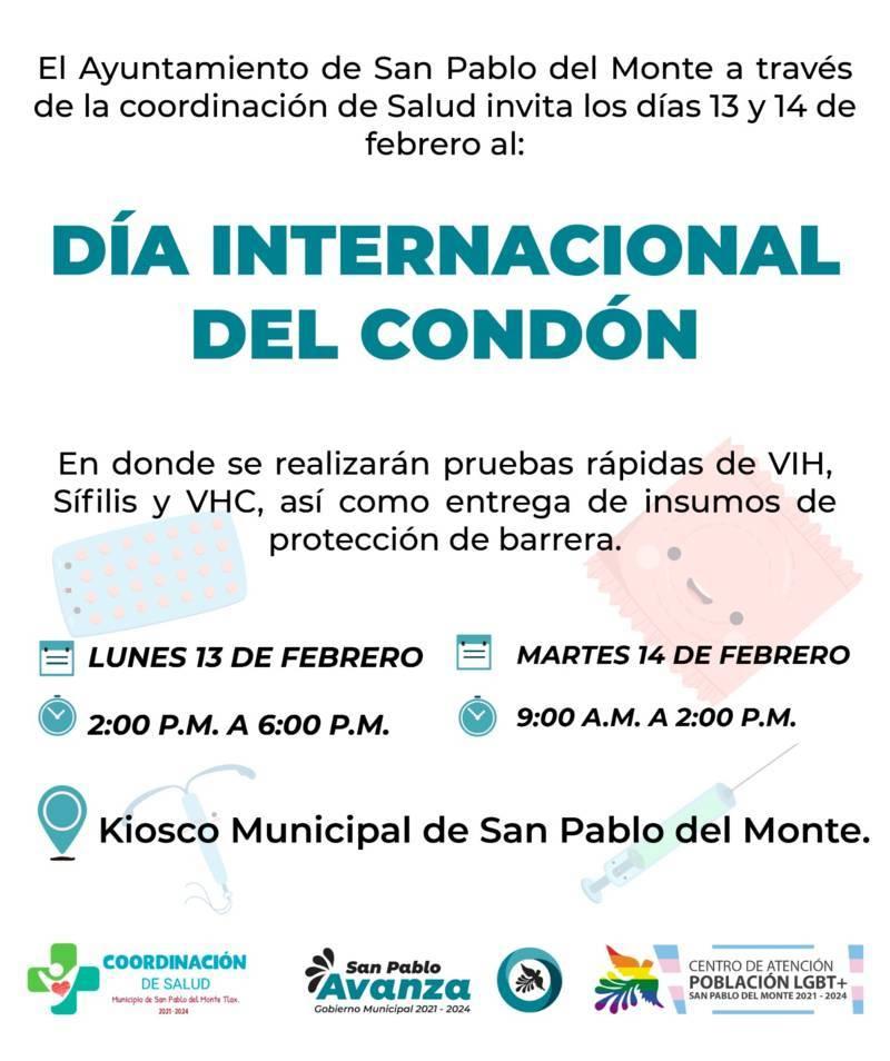 Invitan al Día Internacional del Condón en San Pablo del Monte 