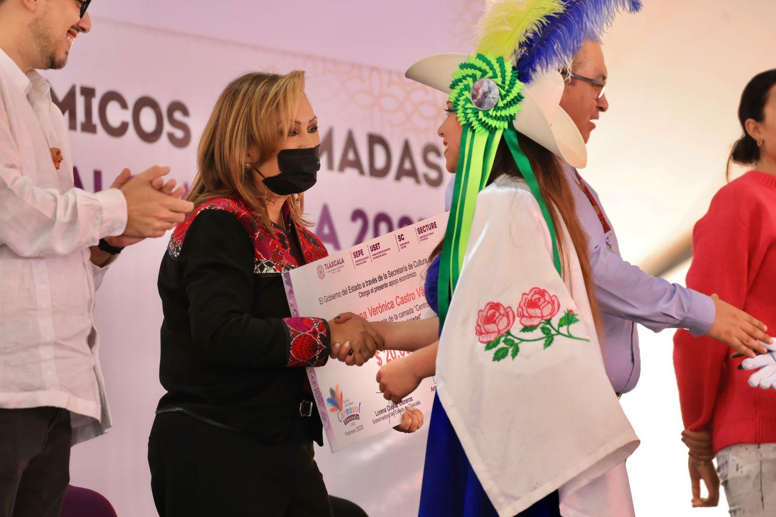 Apoya Gobernadora Lorena Cuéllar con 4.5 mdp a participantes de Carnaval Tlaxcala 2023