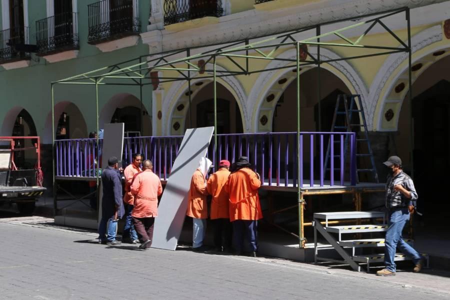 Tránsito pesado por la instalación de templete para carnaval en la capital
