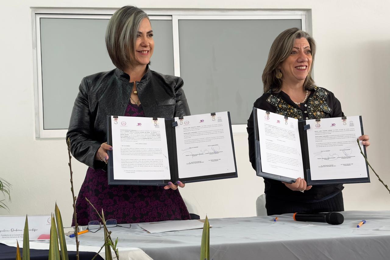 Firma de convenio entre la CEDH y la Fundación Gilberto Rincón Gallardo 