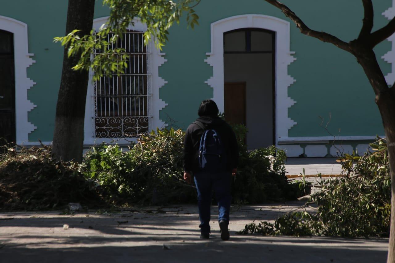 Continúan trabajos en el parque central de Tlaxcala