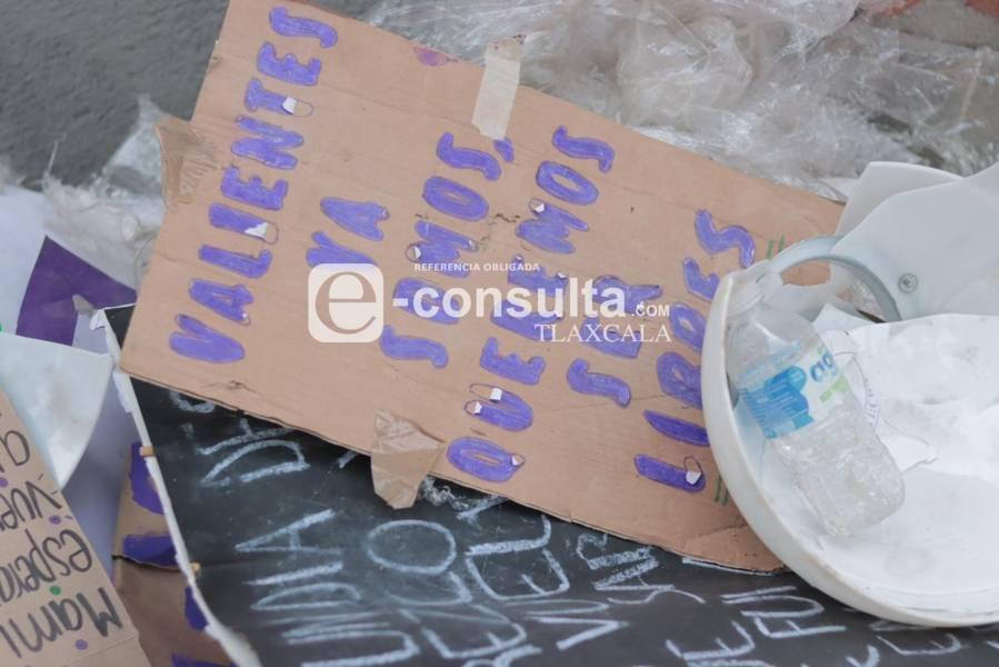Así luce el Palacio de Gobierno de Tlaxcala un día después del 8M 