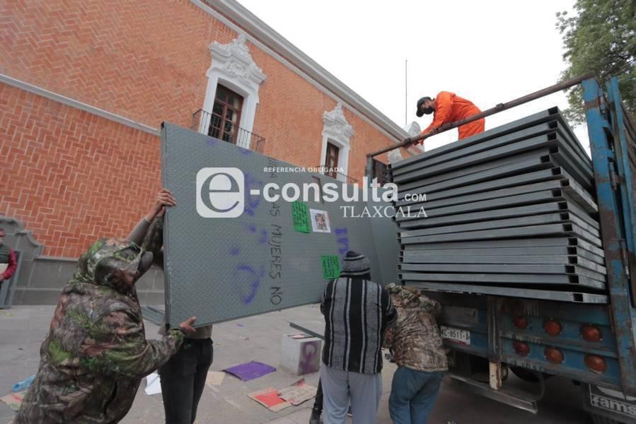 Así luce el Palacio de Gobierno de Tlaxcala un día después del 8M 