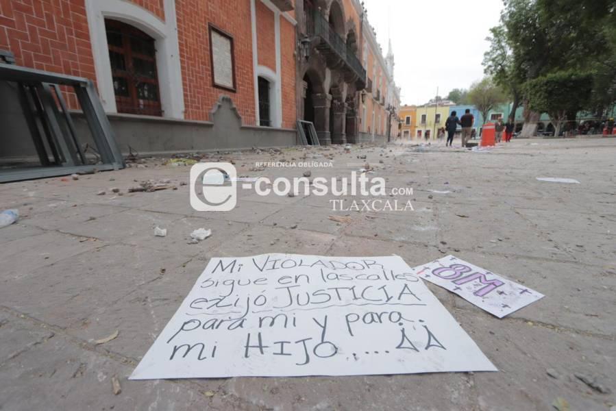 Así luce el Palacio de Gobierno de Tlaxcala un día después del 8M 