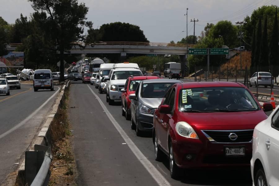 Realizan trabajos de mantenimiento sobre la carretera Tlaxcala-Apizaco 