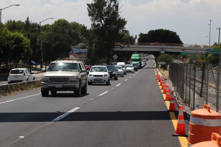 Realizan trabajos de mantenimiento sobre la carretera Tlaxcala-Apizaco 