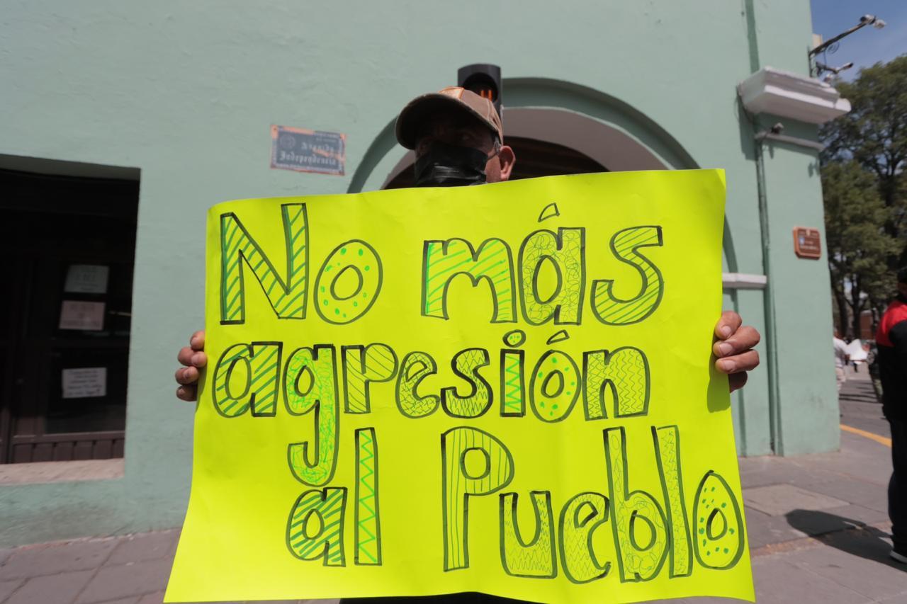 Manifestantes cierran Centro Histórico  de Tlaxcala 