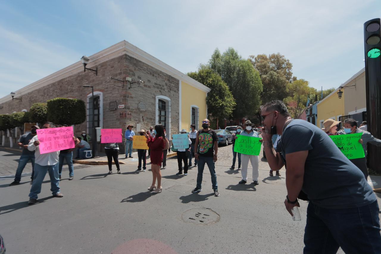 Manifestantes cierran Centro Histórico  de Tlaxcala 