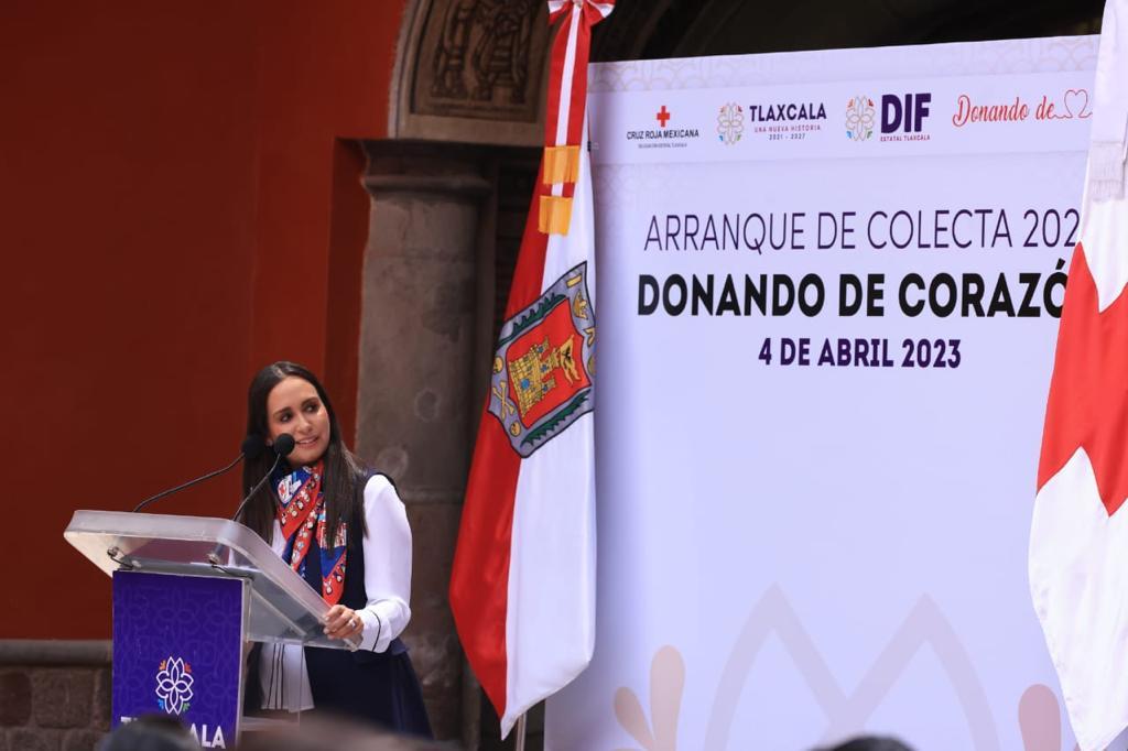 Presidió Gobernadora Lorena Cuéllar arranque de colecta anual de Cruz Roja Tlaxcala 