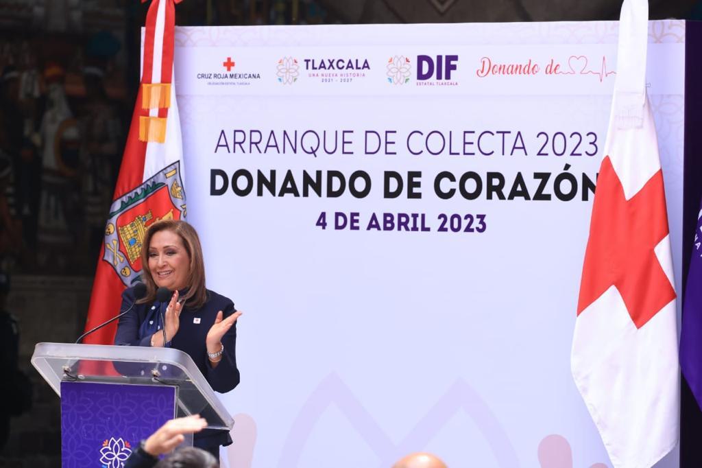 Presidió Gobernadora Lorena Cuéllar arranque de colecta anual de Cruz Roja Tlaxcala 