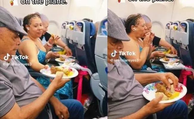 En pleno avión, critican a una familia que saco el pollo frito para comer