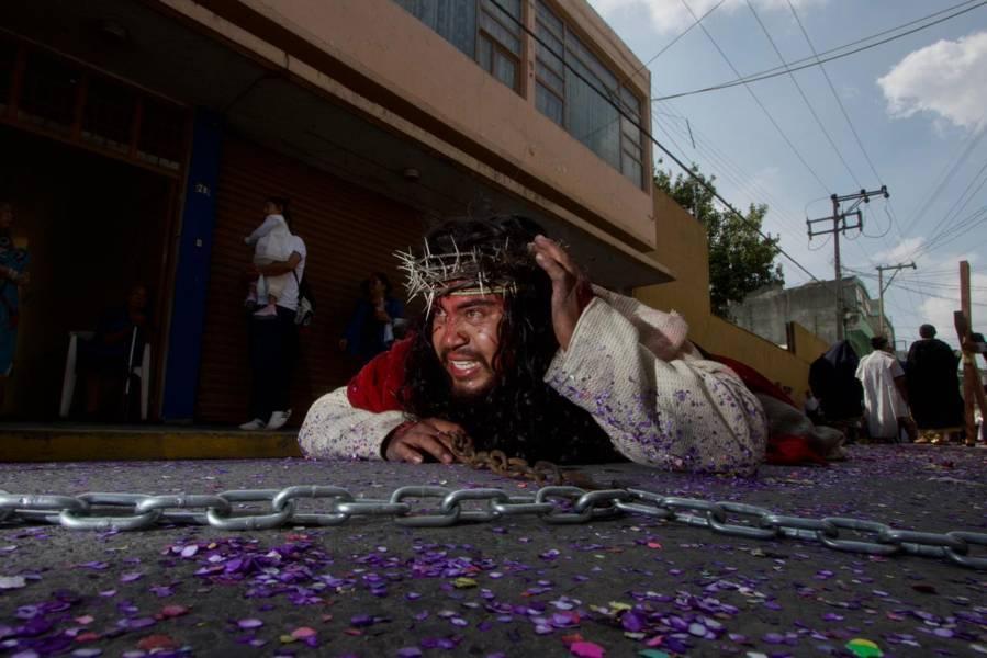 Los protagonistas del viacrusis Chiautempan 2023 