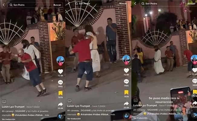 ¡Domingo de resurrección! Un hombre vestido de Jesús causa indignación por seguir la fiesta