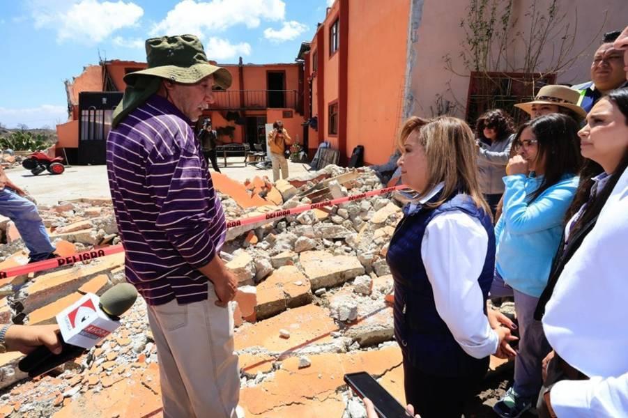 Recorrió Gobernadora comunidad de San Marcos para conocer afectaciones por granizada