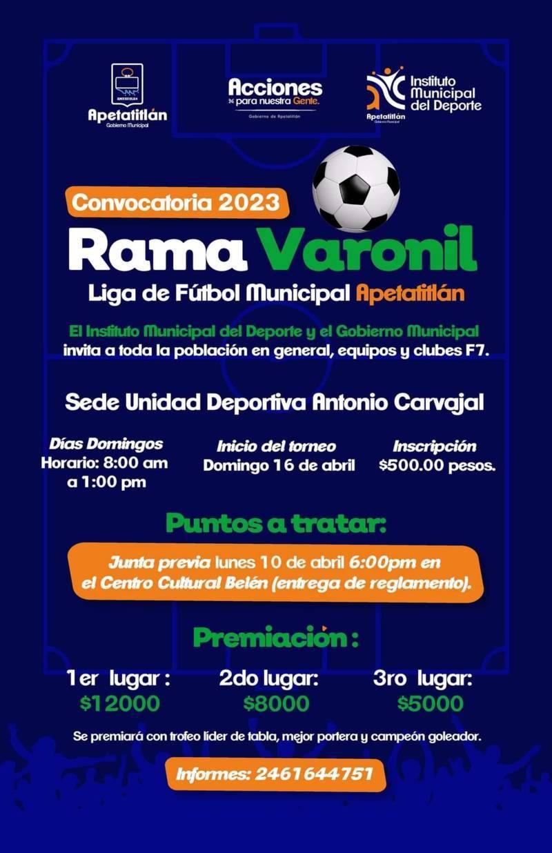 Abren convocatoria juvenil para participar en dos torneos de futbol 7 en Apetatitlan 