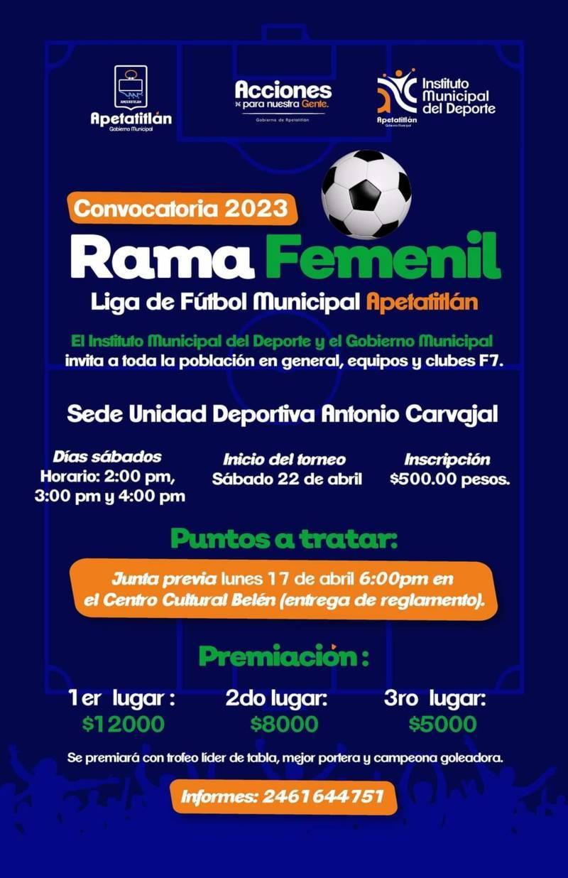 Abren convocatoria juvenil para participar en dos torneos de futbol 7 en Apetatitlan 