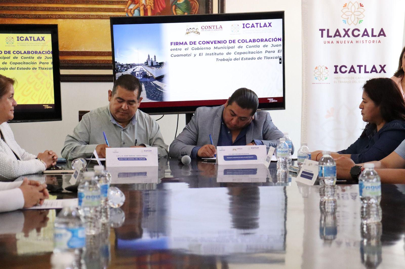 Firma Gobierno de Contla Convenio de colaboración con ICATLAX