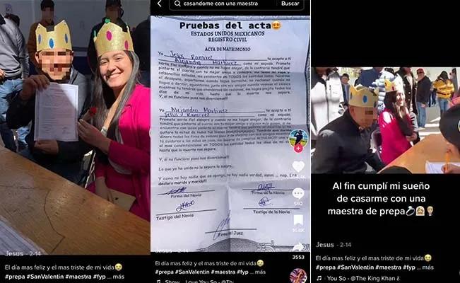 Un estudiante cumple su gran sueño y se casa con su maestra en una kermés