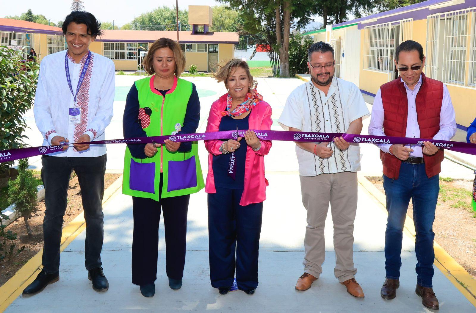 Entregó Gobernadora obra en el preescolar “Juan Jacobo Rousseau” de Apizaco