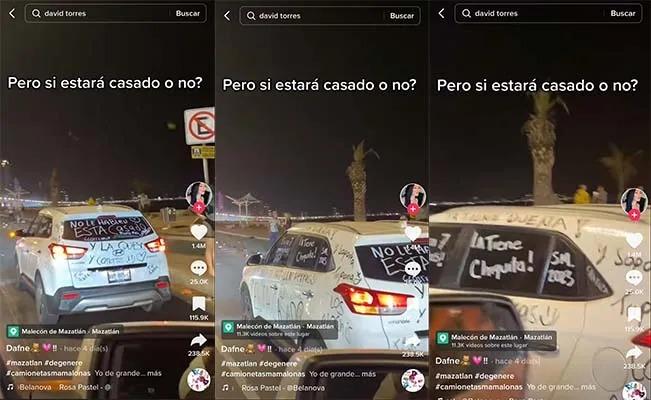 Piden encontrar a mujer que exhibió a su esposo pintandole sus verdades en la camioneta