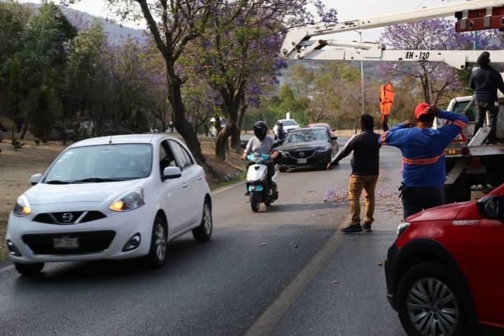 Cierran intermitentemente la avenida Puebla por trabajos de alumbrado 
