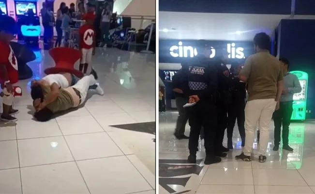 Por una silla giratoria, dos hombres protagonizaron una pelea a golpes en un Cinépolis